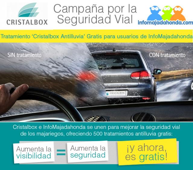 Cristalbox e InfoMajadahonda.com regalan 500 tratamientos antilluvia para mejorar la seguridad vial de los majariegos