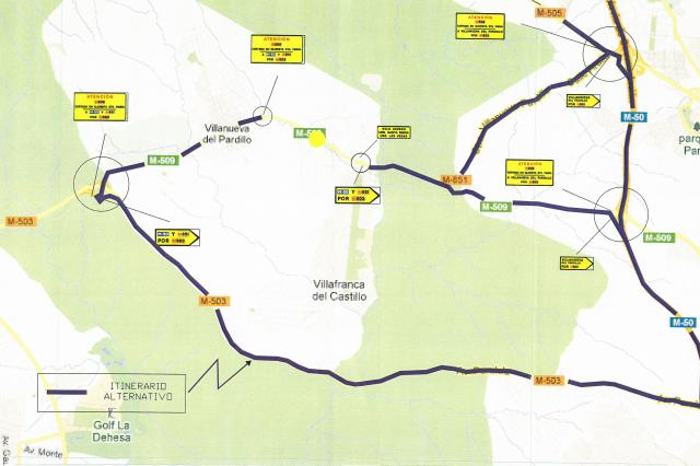 La carretera M-509 permanecerá cortada del 2 al 10 de agosto