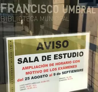 La Biblioteca Francisco Umbral amplía su horario con motivo de los exámenes de septiembre