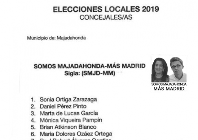 La papeleta de Somos Majadahonda – Más Madrid tendrá caras como la de Carmena y Errejón