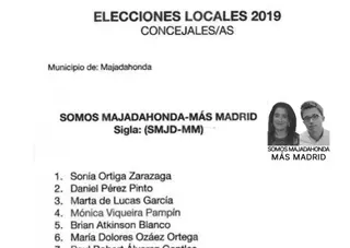La papeleta de Somos Majadahonda – Más Madrid tendrá caras como la de Carmena y Errejón