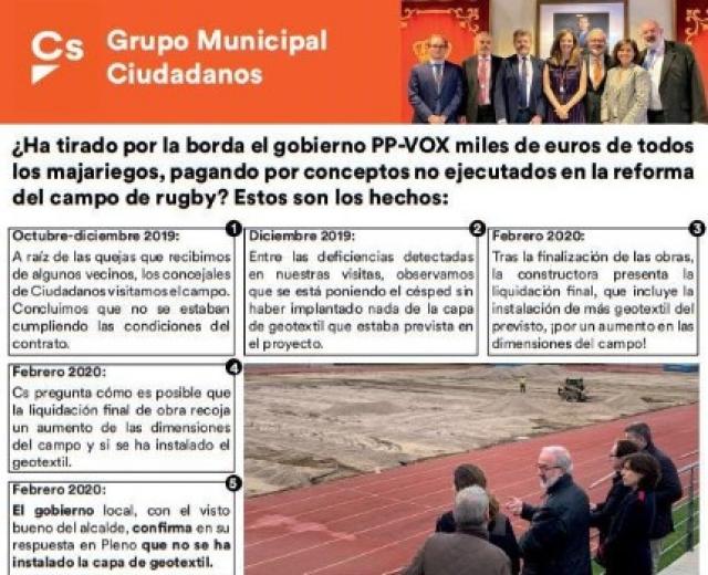 Ana Elliot (Ciudadanos): "El equipo de gobierno está haciendo lo imposible para ocultar las presuntas irregularidades en varias obras deportivas"
