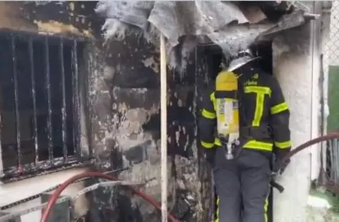 Incendio en el patio interior de un edificio de Majadahonda
