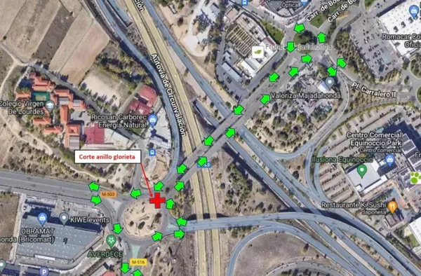La obra de la pasarela de Roza Martín modifica la circulación de las rotondas del puente sobre la M50 