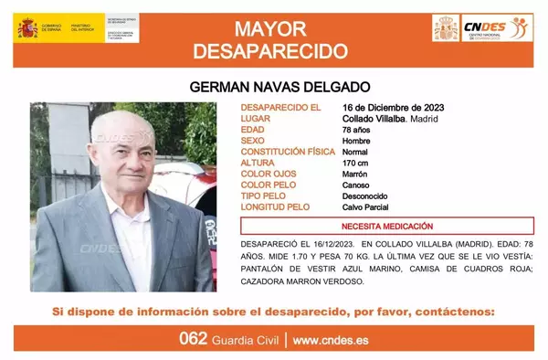 Se busca a un hombre de 78 años desaparecido en Collado Villalba