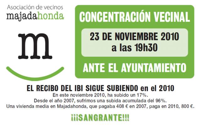 La Asociación de Vecinos de Majadahonda se concentrará contra la subida del IBI