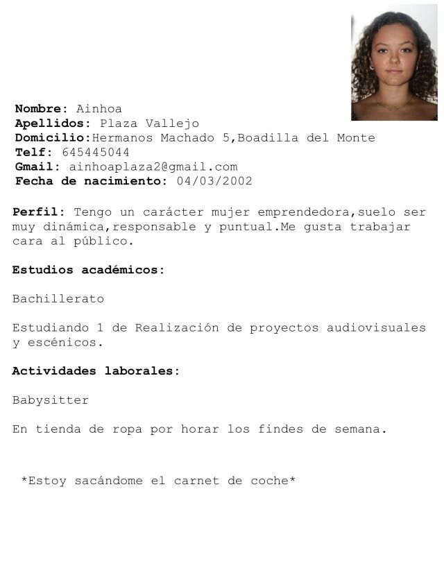 He importado mi curriculum, pu
